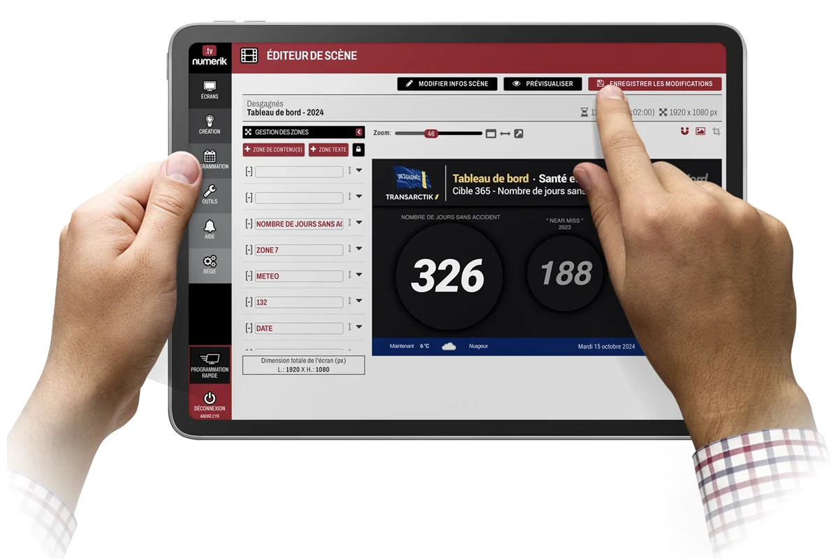 Éditeur visuel WYSIWYG de la plateforme Numerik.tv