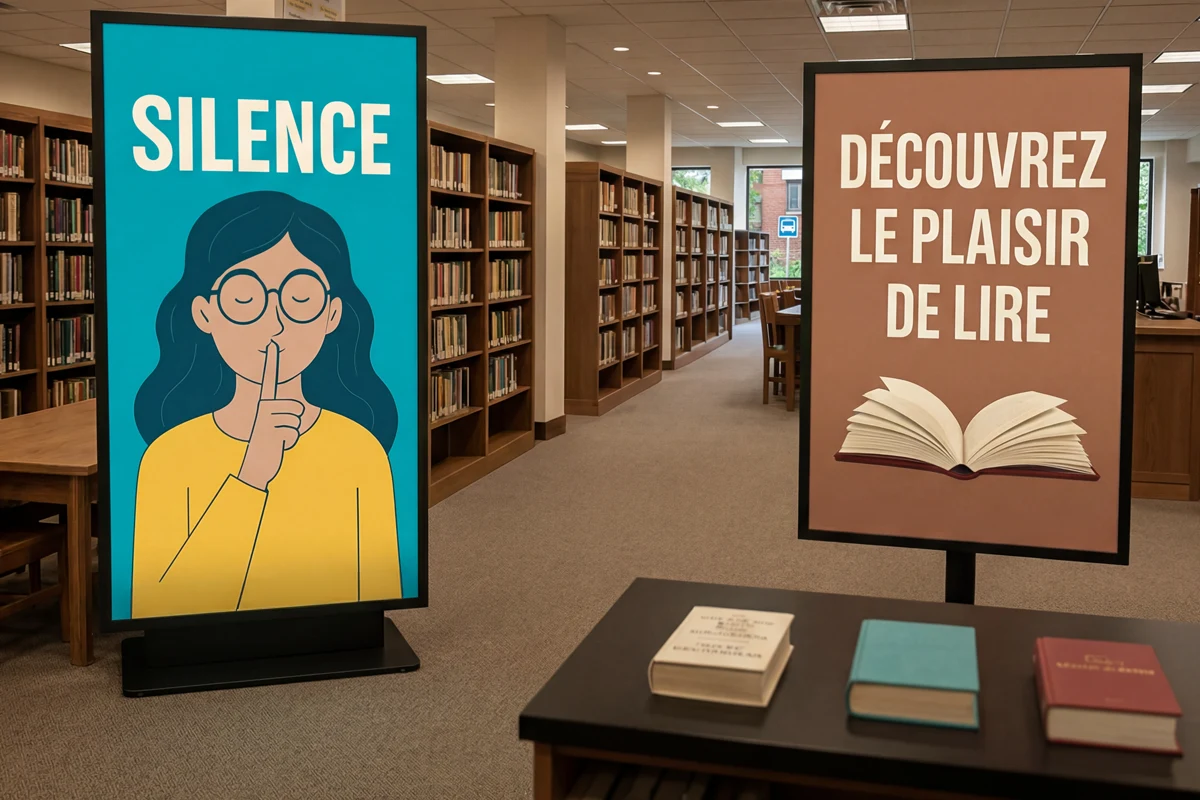 Digital signage inside a municipal library