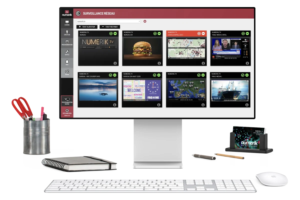 Real-time Numerik.tv screen monitoring dashboard