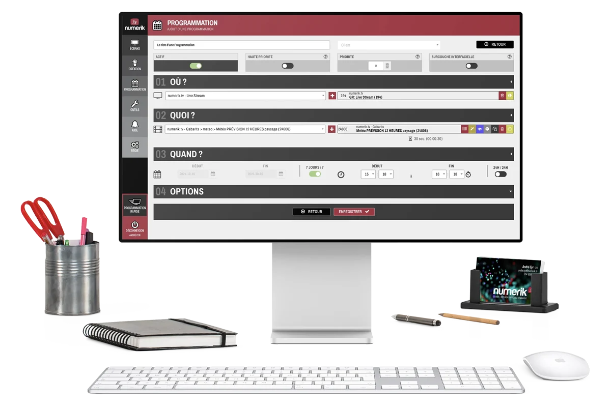 Numerik.tv broadcast scheduling interface