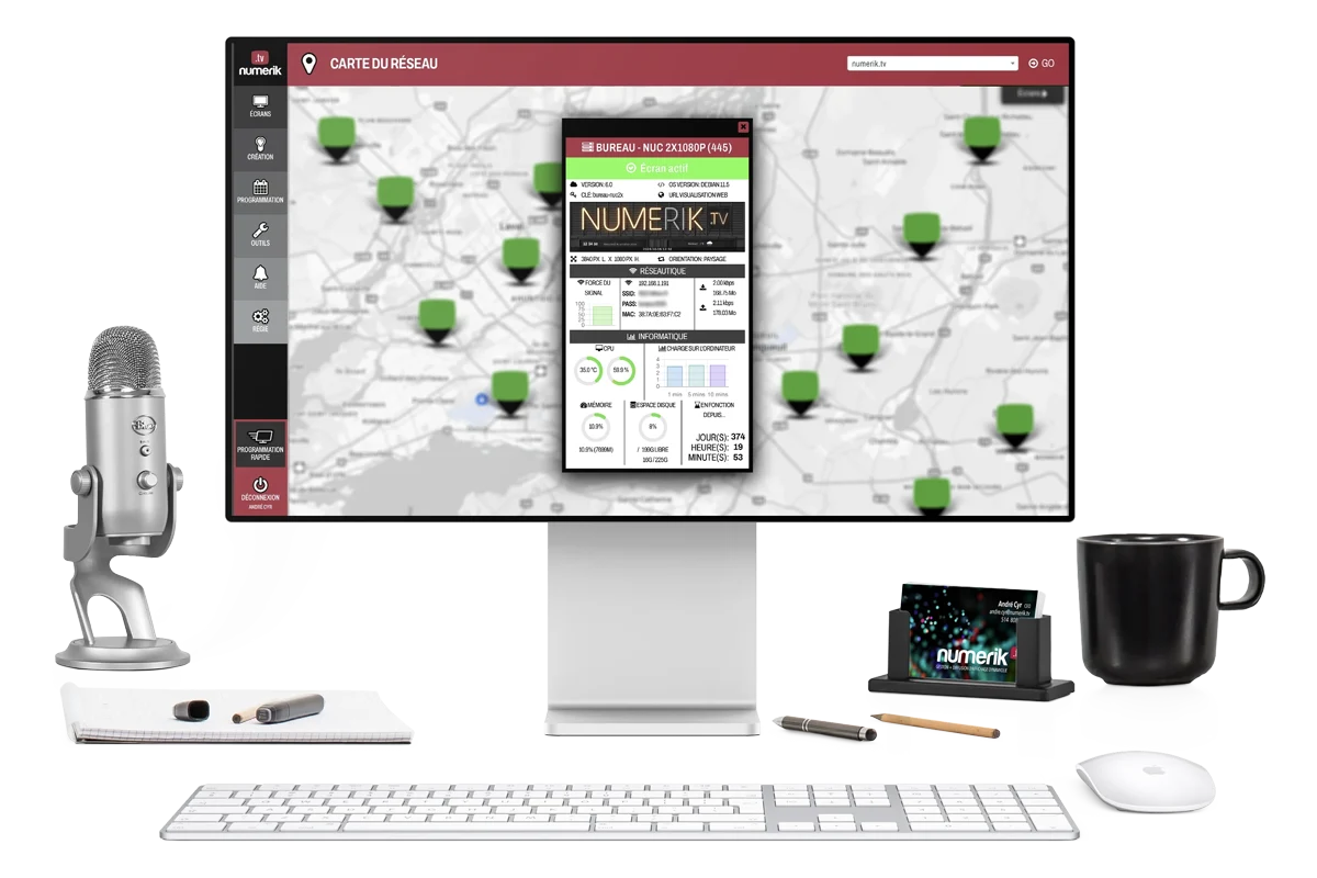 Numerik.tv network map and technical screen details