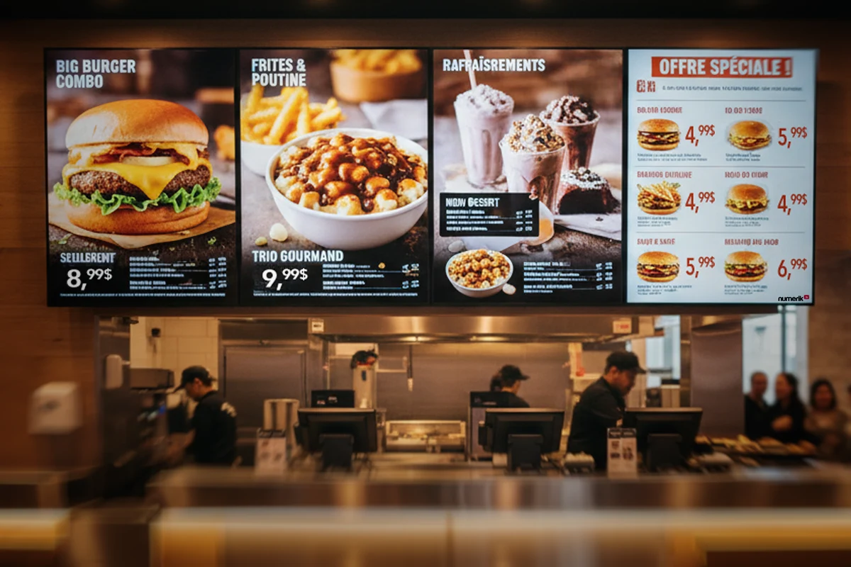 Menus numériques dans un restaurant