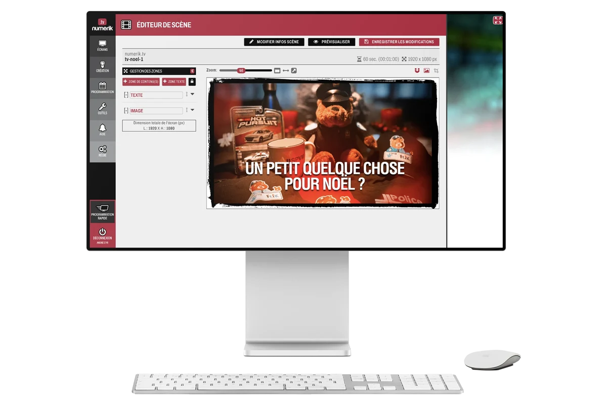 Éditeur de scène WYSIWYG de Numerik.tv
