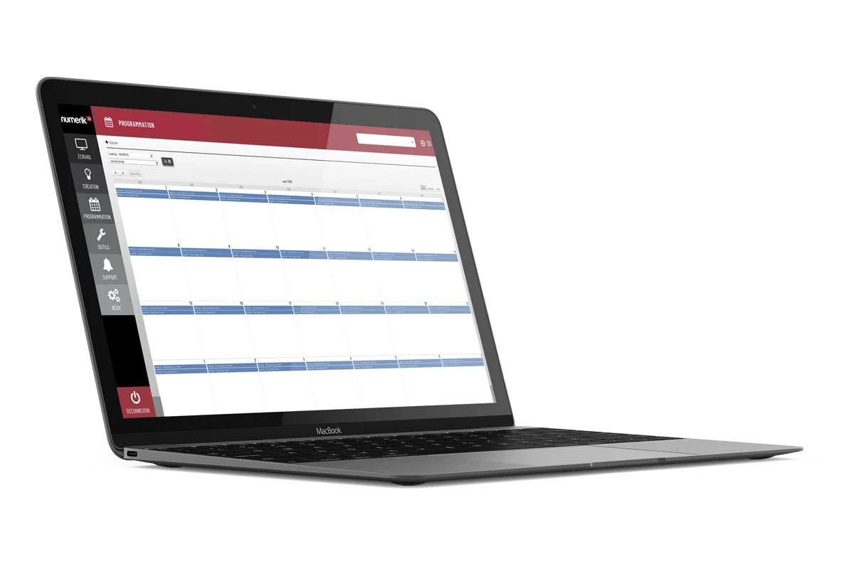 Calendrier de programmation des contenus Numerik.tv
